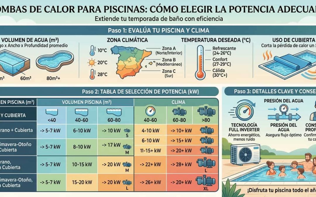 Bombas de calor para piscinas elegir potencia