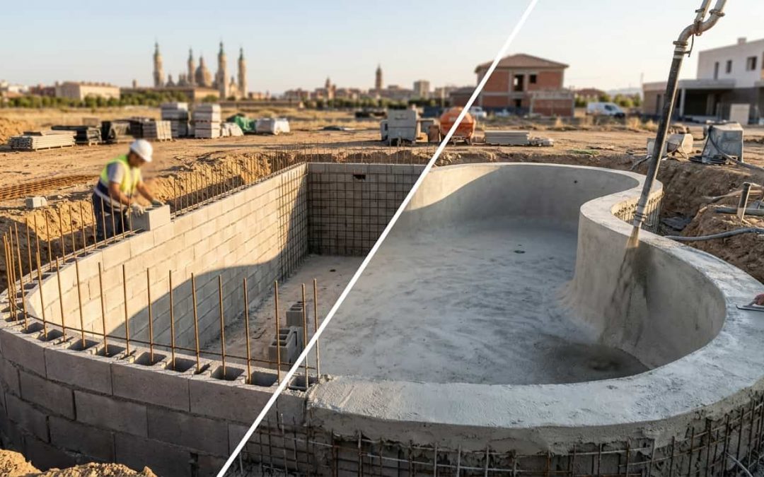 ¿Cuánto cuesta construir una piscina de obra en Zaragoza Bloque H vs. gunitado
