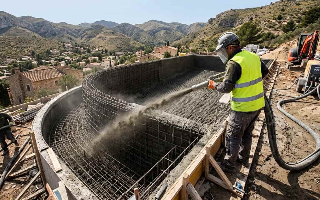 Piscina desbordante gunitado